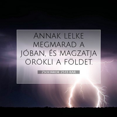 Picture 07 - Zsoltárok 25:13 KAR - Annak lelke megmarad a jóban, és magzatja - Bible Verse Picture