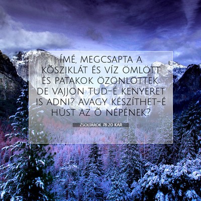 Picture 07 - Zsoltárok 78:20 KAR - Ímé, megcsapta a kõsziklát és víz ömlött - Bible Verse Picture