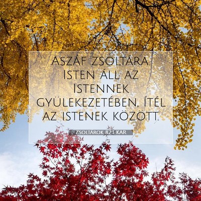 Picture 07 - Zsoltárok 82:1 KAR - Aszáf zsoltára. Isten áll az Istennek - Bible Verse Picture