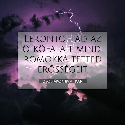 Picture 07 - Zsoltárok 89:41 KAR - Lerontottad az õ kõfalait mind; romokká tetted - Bible Verse Picture