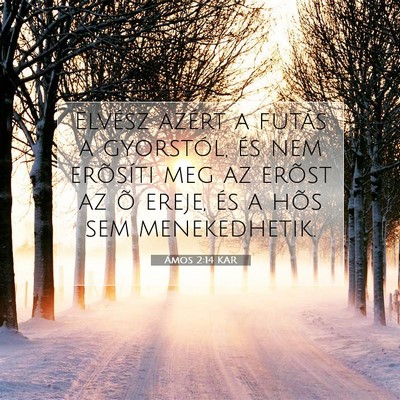 Picture 07 - Ámos 2:14 KAR - Elvész azért a futás a gyorstól, és nem - Bible Verse Picture