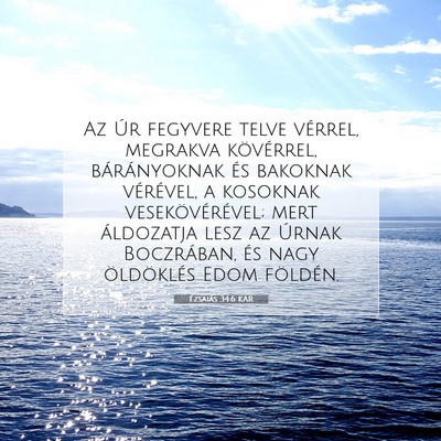 Picture 07 - Ézsaiás 34:6 KAR - Az Úr fegyvere telve vérrel, megrakva - Bible Verse Picture