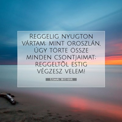 Picture 07 - Ézsaiás 38:13 KAR - Reggelig nyugton vártam; mint oroszlán, úgy - Bible Verse Picture