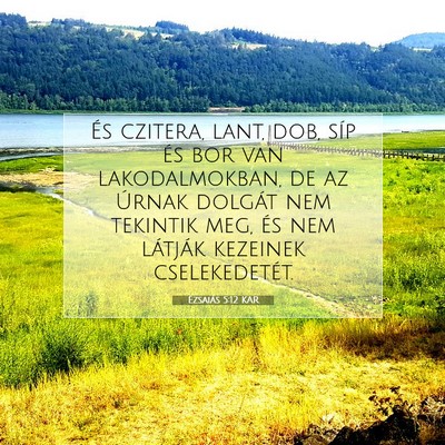 Picture 07 - Ézsaiás 5:12 KAR - És czitera, lant, dob, síp és bor van - Bible Verse Picture