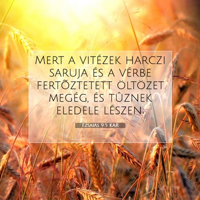Picture 07 - Ézsaiás 9:5 KAR - Mert a vitézek harczi saruja és a vérbe - Bible Verse Picture