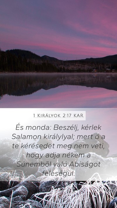 1 Királyok 2:17 KAR Bible Verse Image
