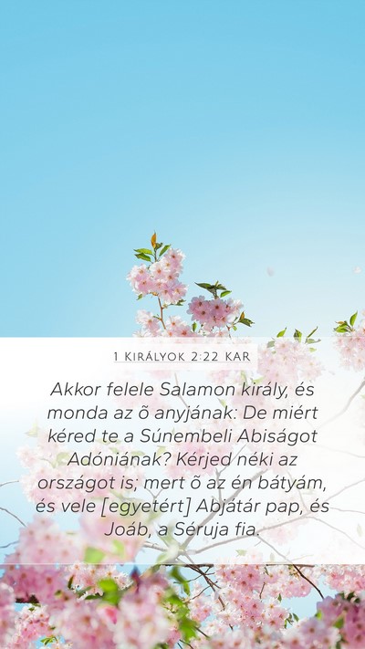 1 Királyok 2:22 KAR Bible Verse Image