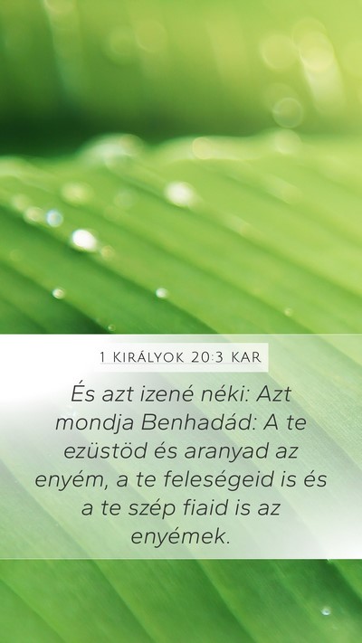 1 Királyok 20:3 KAR Mobile Phone Wallpaper - És azt izené néki: Azt mondja Benhadád: A te - Mobile Bible Verse Wallpaper