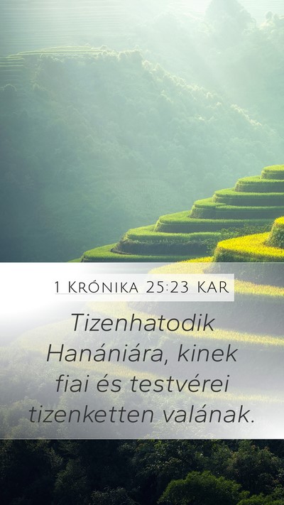1 Krónika 25:23 KAR Mobile Phone Wallpaper - Tizenhatodik Hanániára, kinek fiai és - Mobile Bible Verse Wallpaper