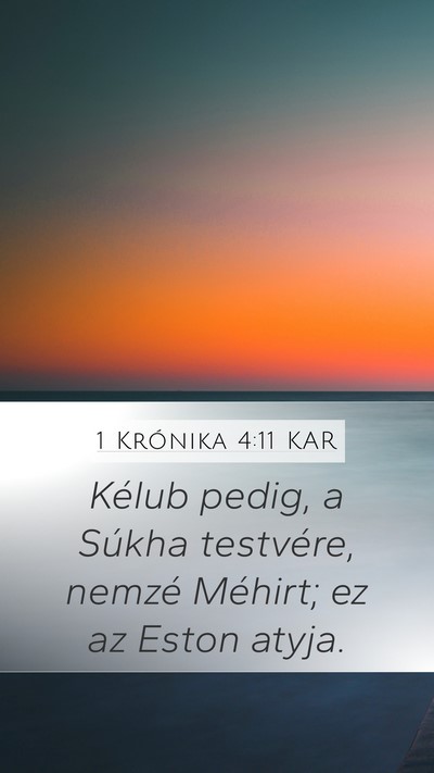 1 Krónika 4:11 KAR Mobile Phone Wallpaper - Kélub pedig, a Súkha testvére, nemzé Méhirt; - Mobile Bible Verse Wallpaper