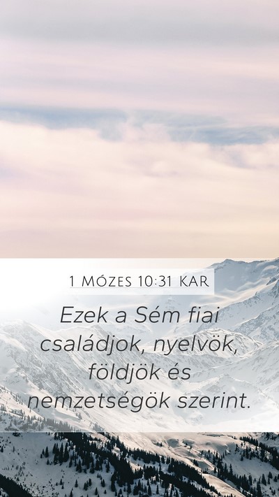 1 Mózes 10:31 KAR Mobile Phone Wallpaper - Ezek a Sém fiai családjok, nyelvök, földjök - Mobile Bible Verse Wallpaper