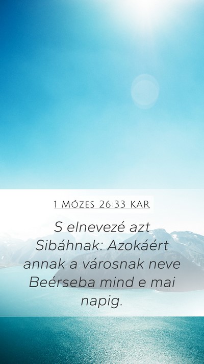 1 Mózes 26:33 KAR Bible Verse Image