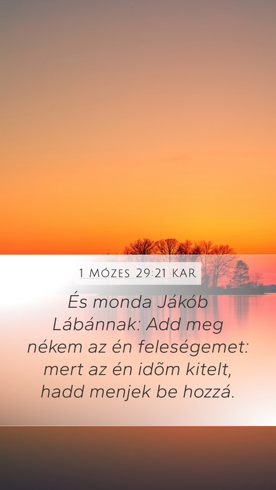 1 Mózes 29:21 KAR Bible Verse Image