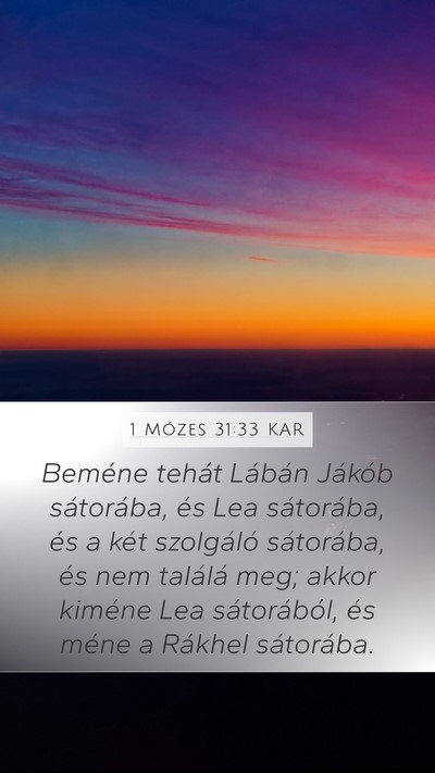 1 Mózes 31:33 KAR Bible Verse Image