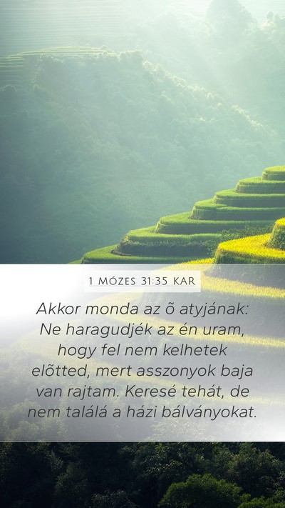 1 Mózes 31:35 KAR Bible Verse Image