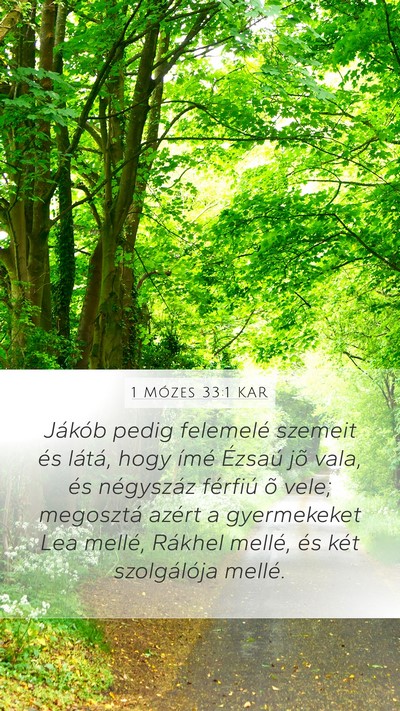 1 Mózes 33:1 KAR Mobile Phone Wallpaper - Jákób pedig felemelé szemeit és látá, hogy - Mobile Bible Verse Wallpaper