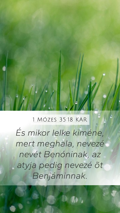 1 Mózes 35:18 KAR Bible Verse Image