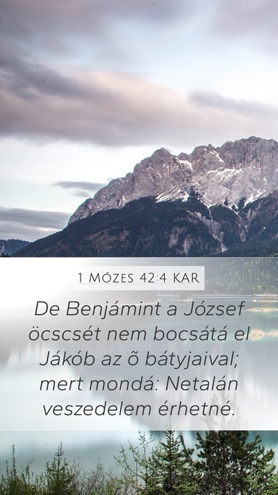 1 Mózes 42:4 KAR Mobile Phone Wallpaper - De Benjámint a József öcscsét nem bocsátá - Mobile Bible Verse Wallpaper