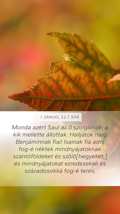 1 Sámuel 22:7 KAR Mobile Phone Wallpaper - Monda azért Saul az õ szolgáinak, a kik - Mobile Bible Verse Wallpaper