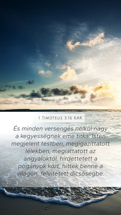 1 Timóteus 3:16 KAR Bible Verse Image