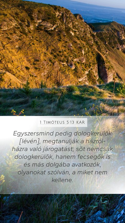1 Timóteus 5:13 KAR Bible Verse Image