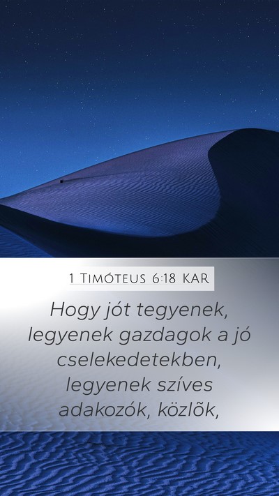 1 Timóteus 6:18 KAR Bible Verse Image
