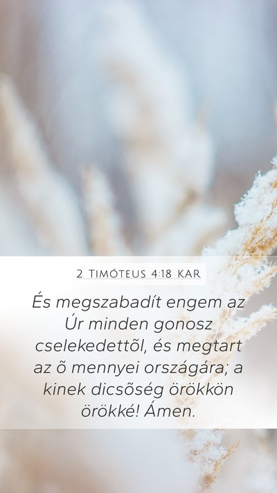 2 Timóteus 4:18 KAR Bible Verse Image