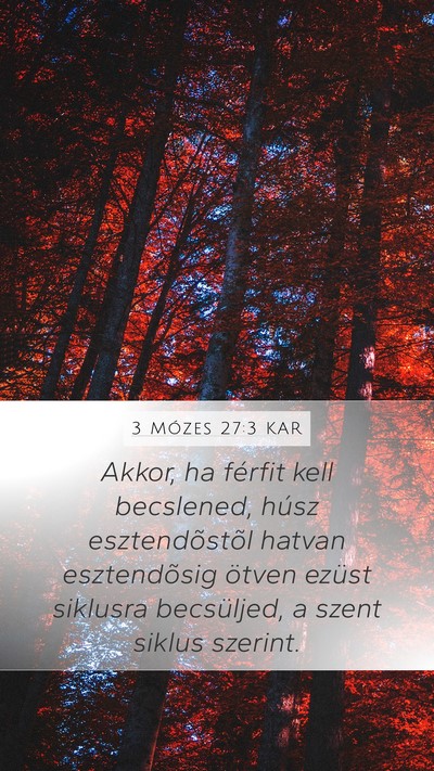 3 Mózes 27:3 KAR Mobile Phone Wallpaper - Akkor, ha férfit kell becslened, húsz - Mobile Bible Verse Wallpaper