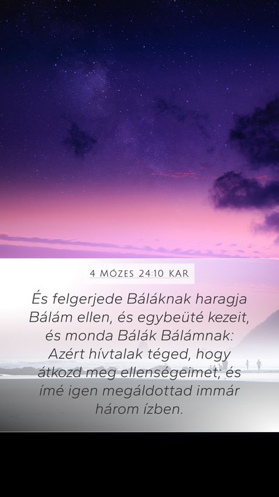 4 Mózes 24:10 KAR Mobile Phone Wallpaper - És felgerjede Báláknak haragja Bálám ellen, - Mobile Bible Verse Wallpaper