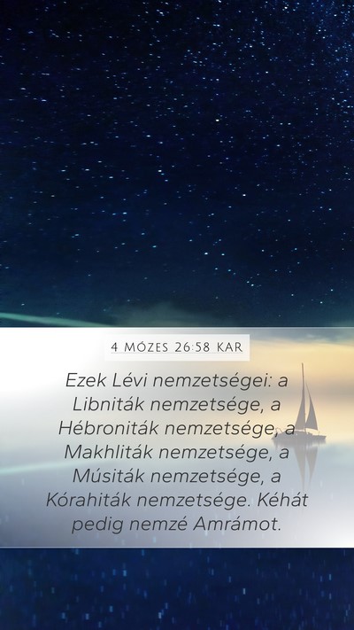 4 Mózes 26:58 KAR Mobile Phone Wallpaper - Ezek Lévi nemzetségei: a Libniták nemzetsége, - Mobile Bible Verse Wallpaper