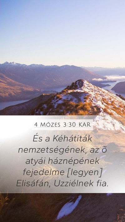 4 Mózes 3:30 KAR Mobile Phone Wallpaper - És a Kéhátiták nemzetségének, az õ atyái - Mobile Bible Verse Wallpaper