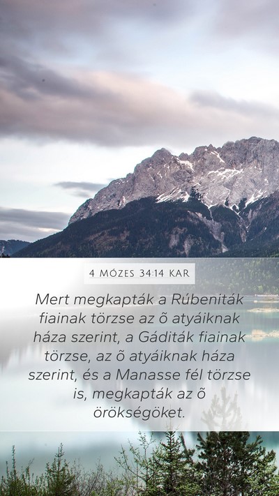 4 Mózes 34:14 KAR Mobile Phone Wallpaper - Mert megkapták a Rúbeniták fiainak törzse az - Mobile Bible Verse Wallpaper