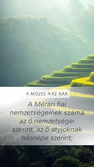 4 Mózes 4:42 KAR Mobile Phone Wallpaper - A Mérári fiai nemzetségeinek száma az õ - Mobile Bible Verse Wallpaper