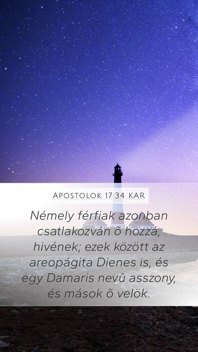 Apostolok 17:34 KAR Mobile Phone Wallpaper - Némely férfiak azonban csatlakozván õ hozzá, - Mobile Bible Verse Wallpaper