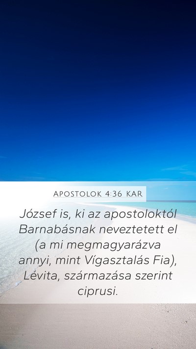 Apostolok 4:36 KAR Bible Verse Image