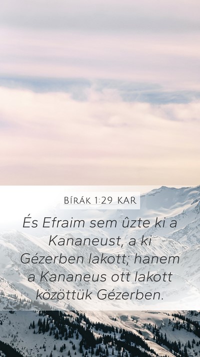 Bírák 1:29 KAR Bible Verse Image