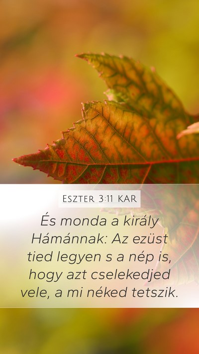 Eszter 3:11 KAR Mobile Phone Wallpaper - És monda a király Hámánnak: Az ezüst tied - Mobile Bible Verse Wallpaper