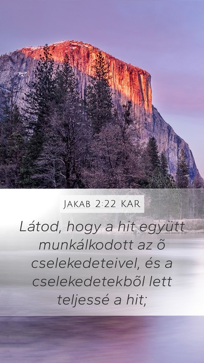 Jakab 2:22 KAR Mobile Phone Wallpaper - Látod, hogy a hit együtt munkálkodott az õ - Mobile Bible Verse Wallpaper