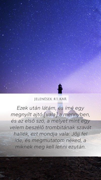Jelenések 4:1 KAR Bible Verse Image