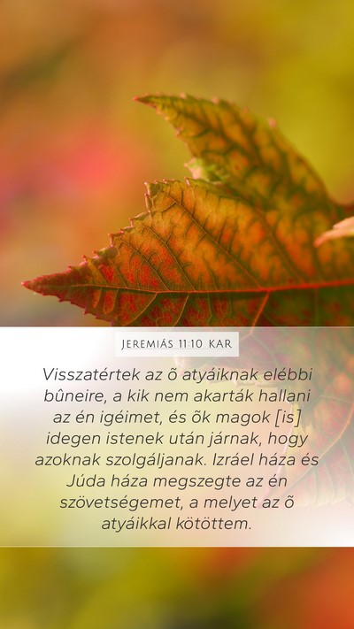 Jeremiás 11:10 KAR Mobile Phone Wallpaper - Visszatértek az õ atyáiknak elébbi bûneire, - Mobile Bible Verse Wallpaper