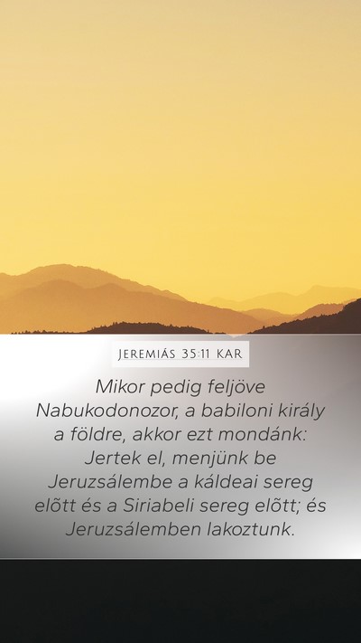 Jeremiás 35:11 KAR Bible Verse Image