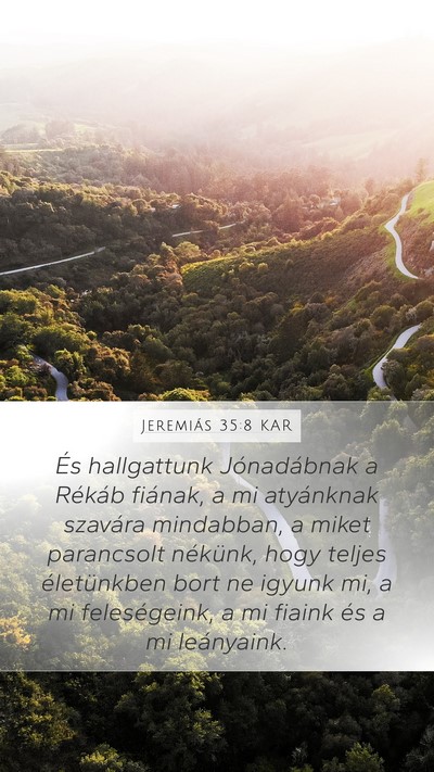 Jeremiás 35:8 KAR Bible Verse Image