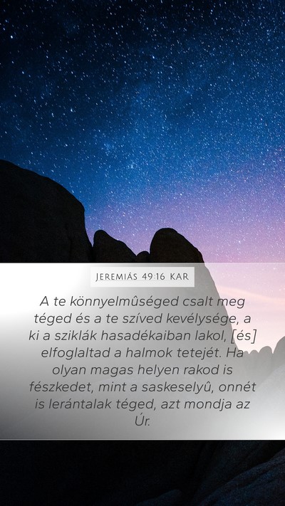 Jeremiás 49:16 KAR Bible Verse Image