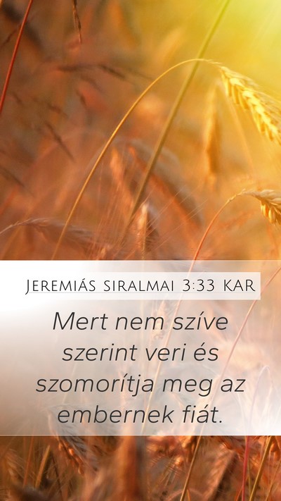 Jeremiás siralmai 3:33 KAR Mobile Phone Wallpaper - Mert nem szíve szerint veri és szomorítja meg - Mobile Bible Verse Wallpaper