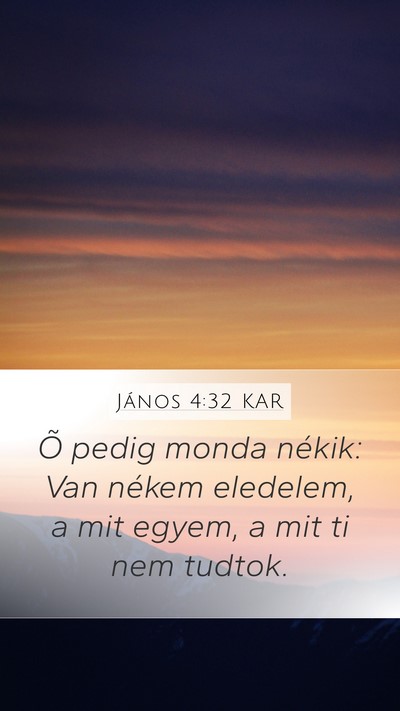 János 4:32 KAR Mobile Phone Wallpaper - Õ pedig monda nékik: Van nékem eledelem, a mit - Mobile Bible Verse Wallpaper