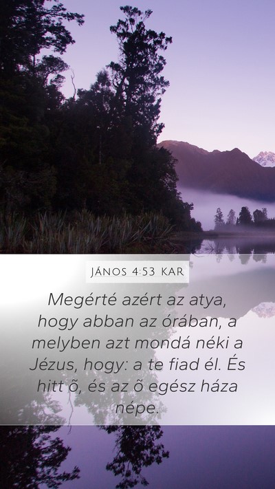 János 4:53 KAR Mobile Phone Wallpaper - Megérté azért az atya, hogy abban az órában, - Mobile Bible Verse Wallpaper
