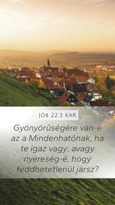 Jób 22:3 KAR Mobile Phone Wallpaper - Gyönyörûségére van-é az a Mindenhatónak, - Mobile Bible Verse Wallpaper