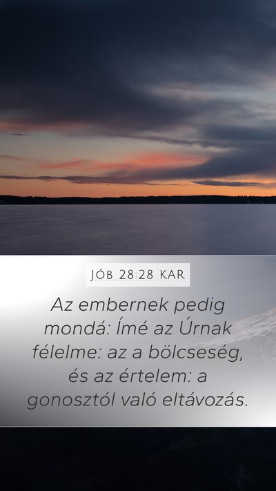 Jób 28:28 KAR Bible Verse Image