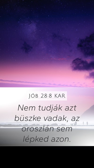 Jób 28:8 KAR Mobile Phone Wallpaper - Nem tudják azt büszke vadak, az oroszlán sem - Mobile Bible Verse Wallpaper