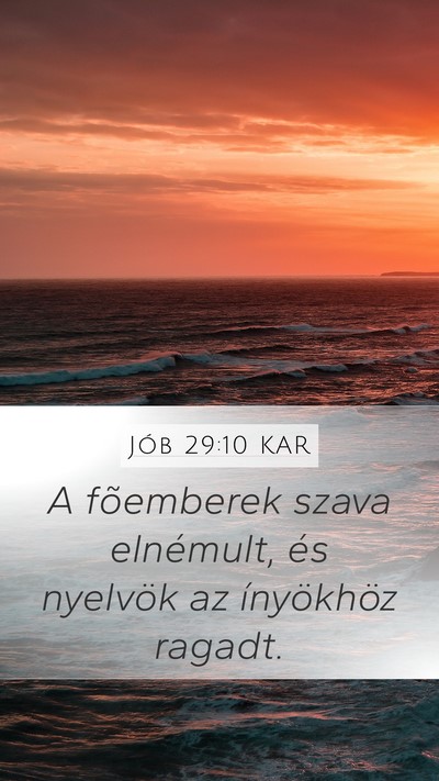 Jób 29:10 KAR Bible Verse Image